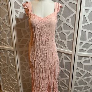 Loft Elegant Pink Ruffle Sleeve Dress